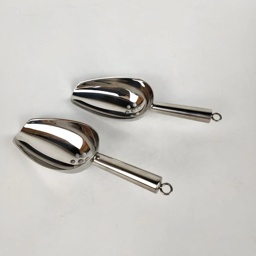 
Hot selling bar accessories stainless steel ice scoop food bean shovel metal ice scoop 