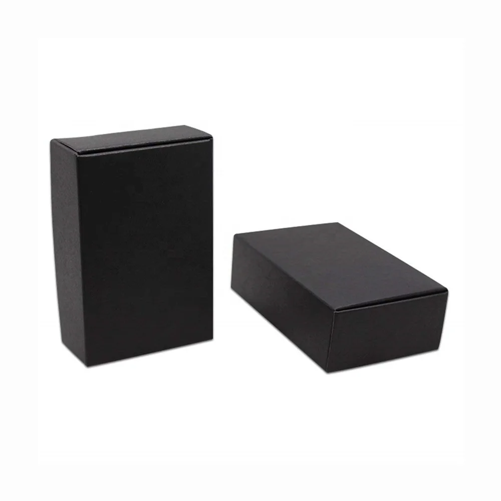 Various Sizes Black Cardboard Paper Boxes Blank Kraft Paper Packaging Box for Soap