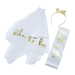 Золотые блестящие украшения для девичника, подарки для девичника, пояс для невесты, Золотая вуаль, Золотой блестящий баннер