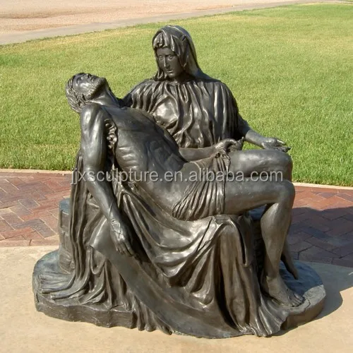 Outdoor cemetery ornamental religious figurines life size bronze pieta statue for sale