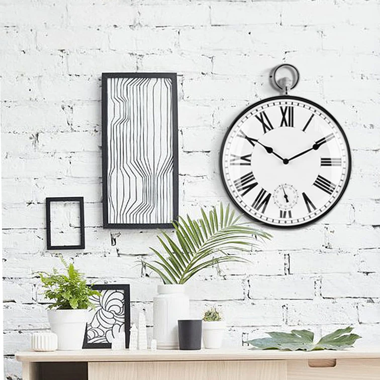 
Hot Selling Two Clock Mechanism Silver Color Plastic Wall Clock with Handle 