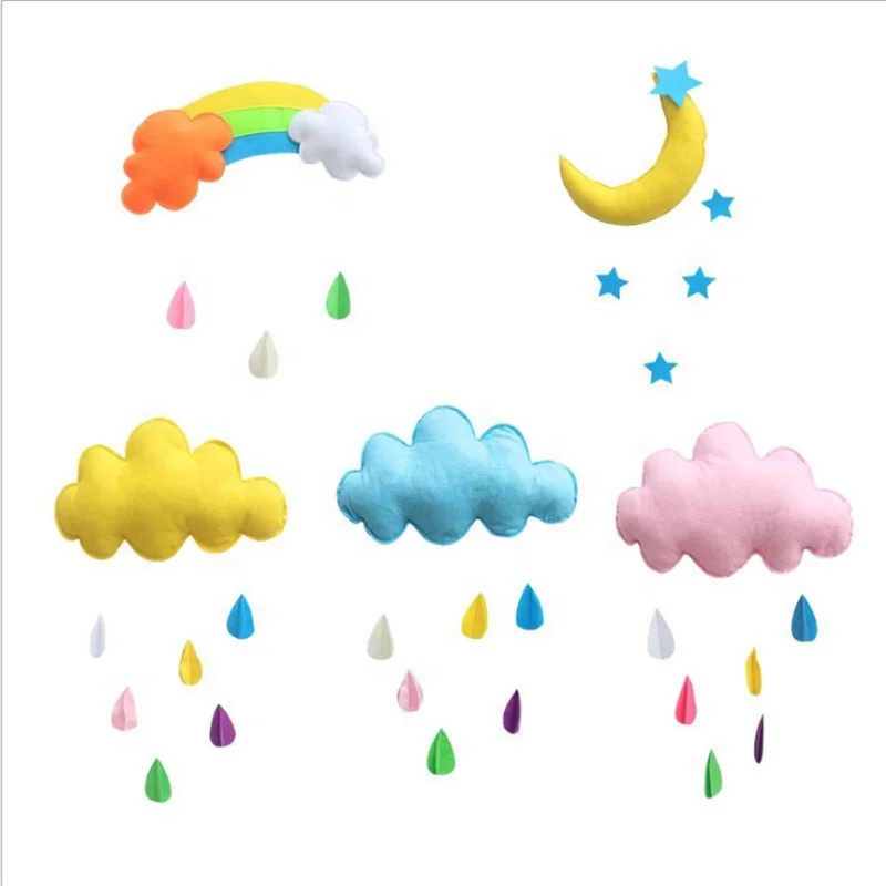 Дети фетр облако висит игрушечные лошадки детские погремушки мобильный игрушечные лошадки колокол фетр висит для навес для детской кроватки орнамент