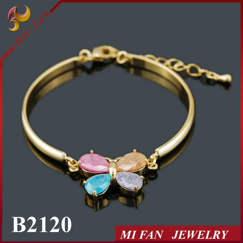 Wholesale Alibaba Website Butterfly Zircon Bracelet Bangle With Real Gold Plated