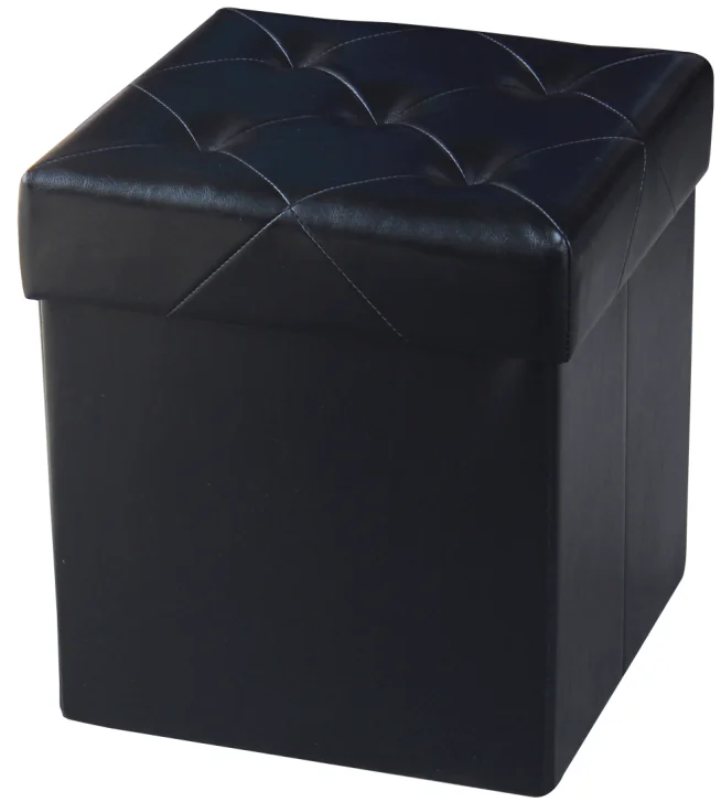 Customized Luxury waterproof Brown PU leather foldable Storage Ottoman bench set series for living room