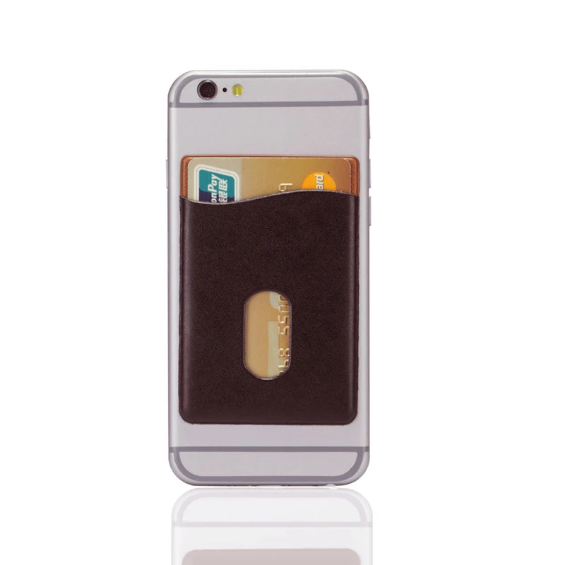 Cell Phone Wallet Ultra-slim Self Adhesive Credit Card Holder Stick on Leather Wallet For Smartphones RFID Blocking Sleeve