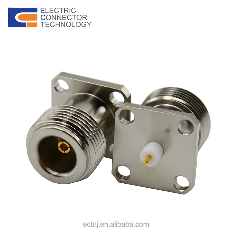 N женщина Коаксиальный Кабель BNC Micro RF разъем 4 Отверстия Фланец