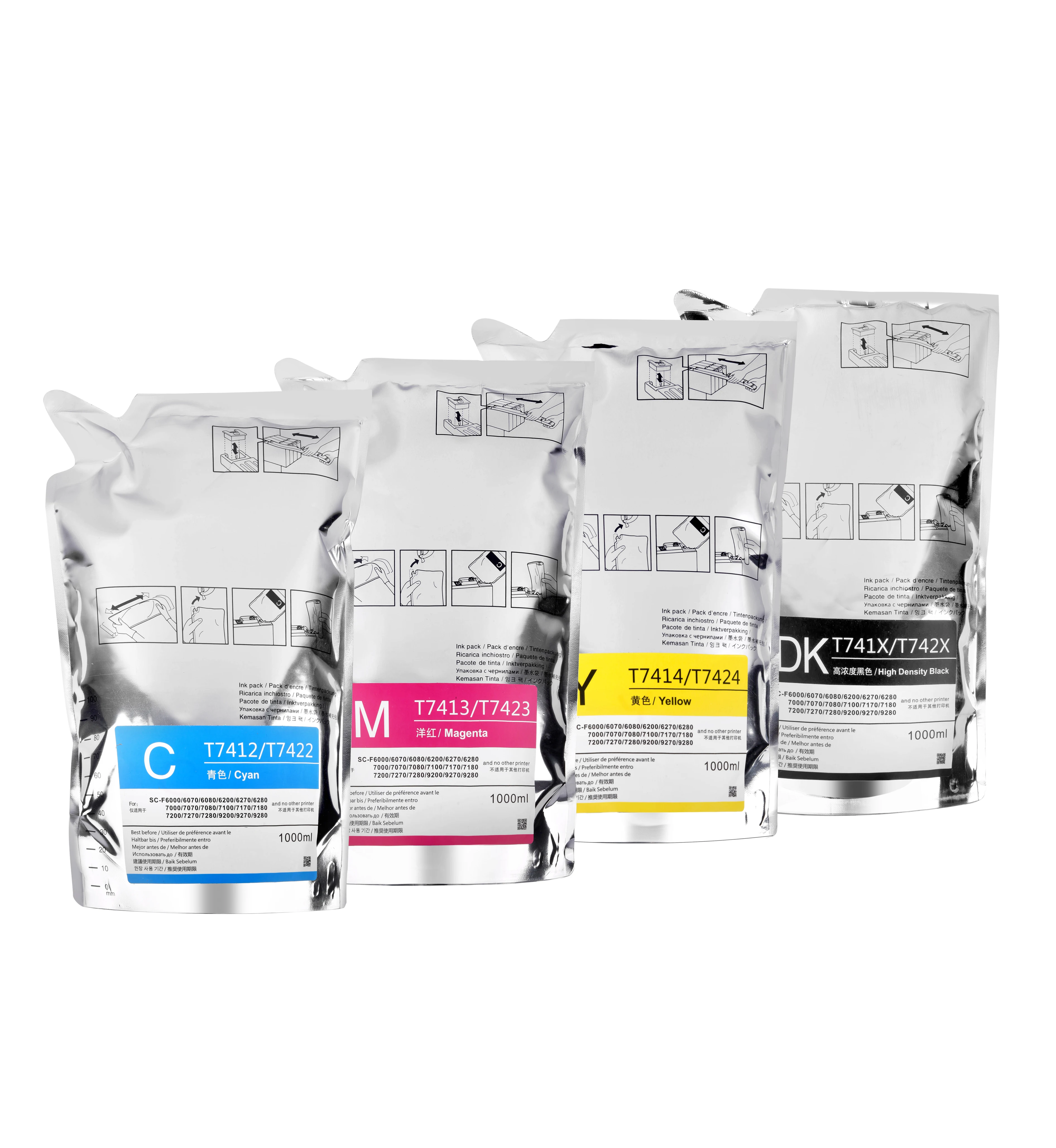 High Quality Compatible Refill Sublimation ink C-M-Y-K-LC-LM for Epson/ Mimaki/ Mutoh printer