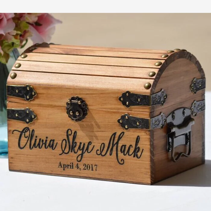 
Antique custom Wood Treasure Chest Boxes for Weddings 