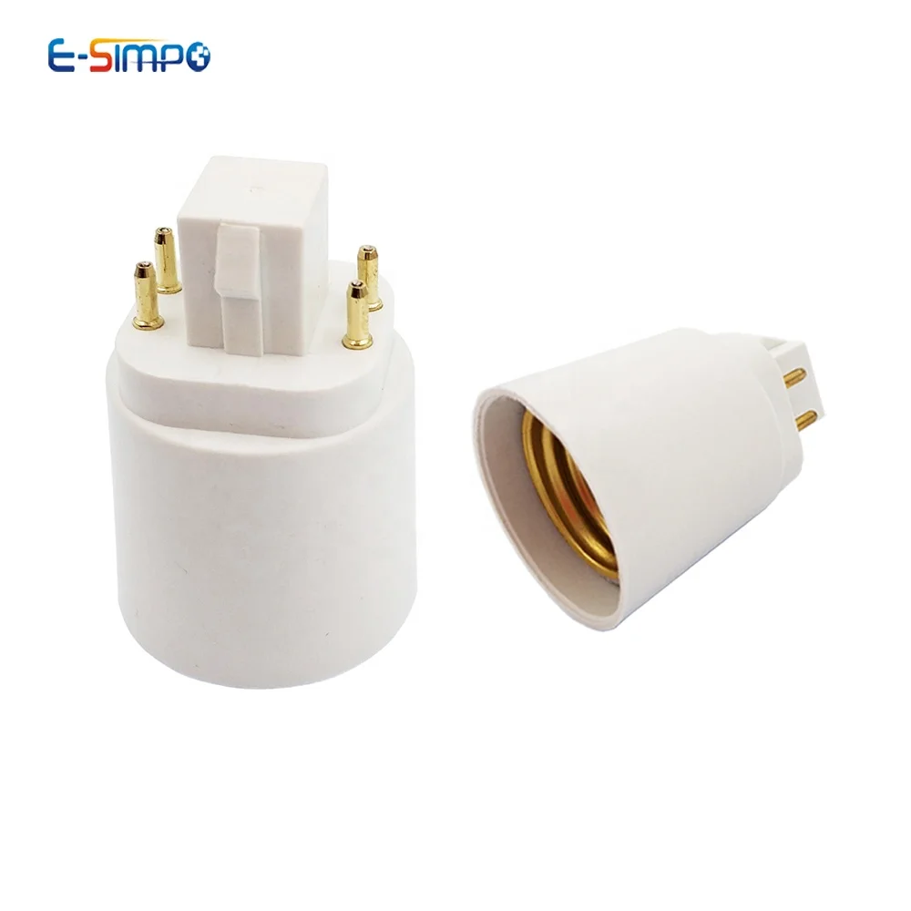 
4P G24 to E26/E27 Adapter GX24Q CFL Light Socket Adapter G24q to Screw Lamp Bulb Holder Converter Need Bypass Ballast. 