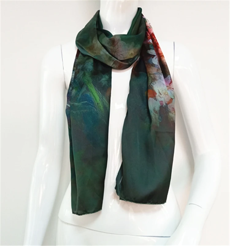 
Free Sample Custom digital printing 100% natural silk satin Scarves 