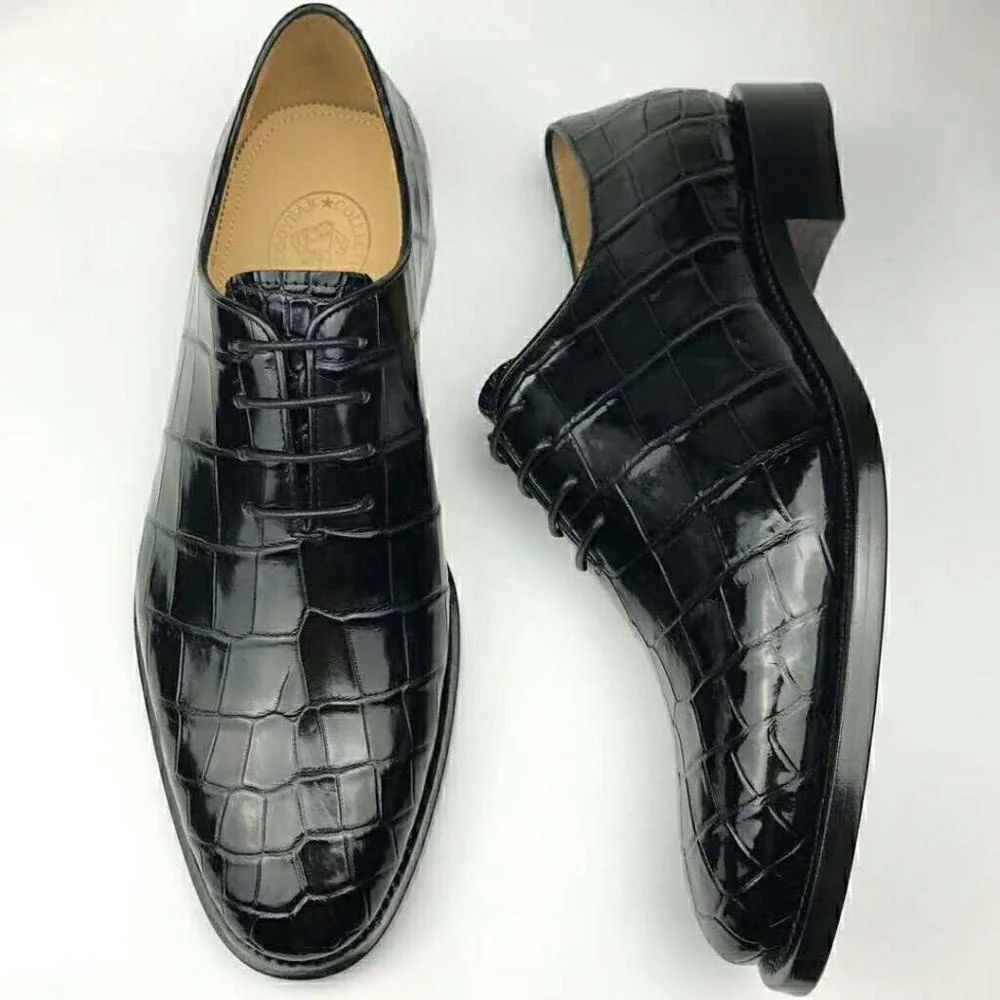  Классические мужские кожаные туфли goodyear роскошные из натуральной крокодиловой кожи фирменные ручной