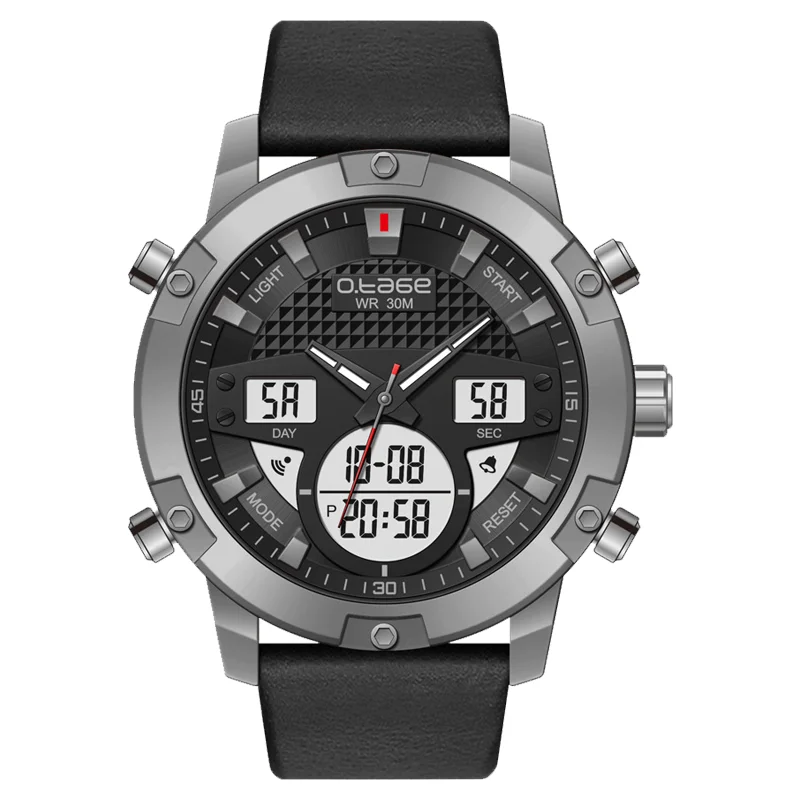 Часы мужские цифровые, водонепроницаемые аналоговые кварцевые, из нержавеющей стали, с ЖК-дисплеем