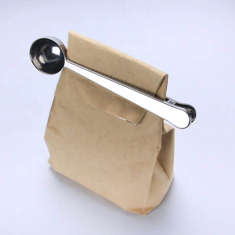 wholesale clips spoon measure measuring spoon stainless steel with bag clip