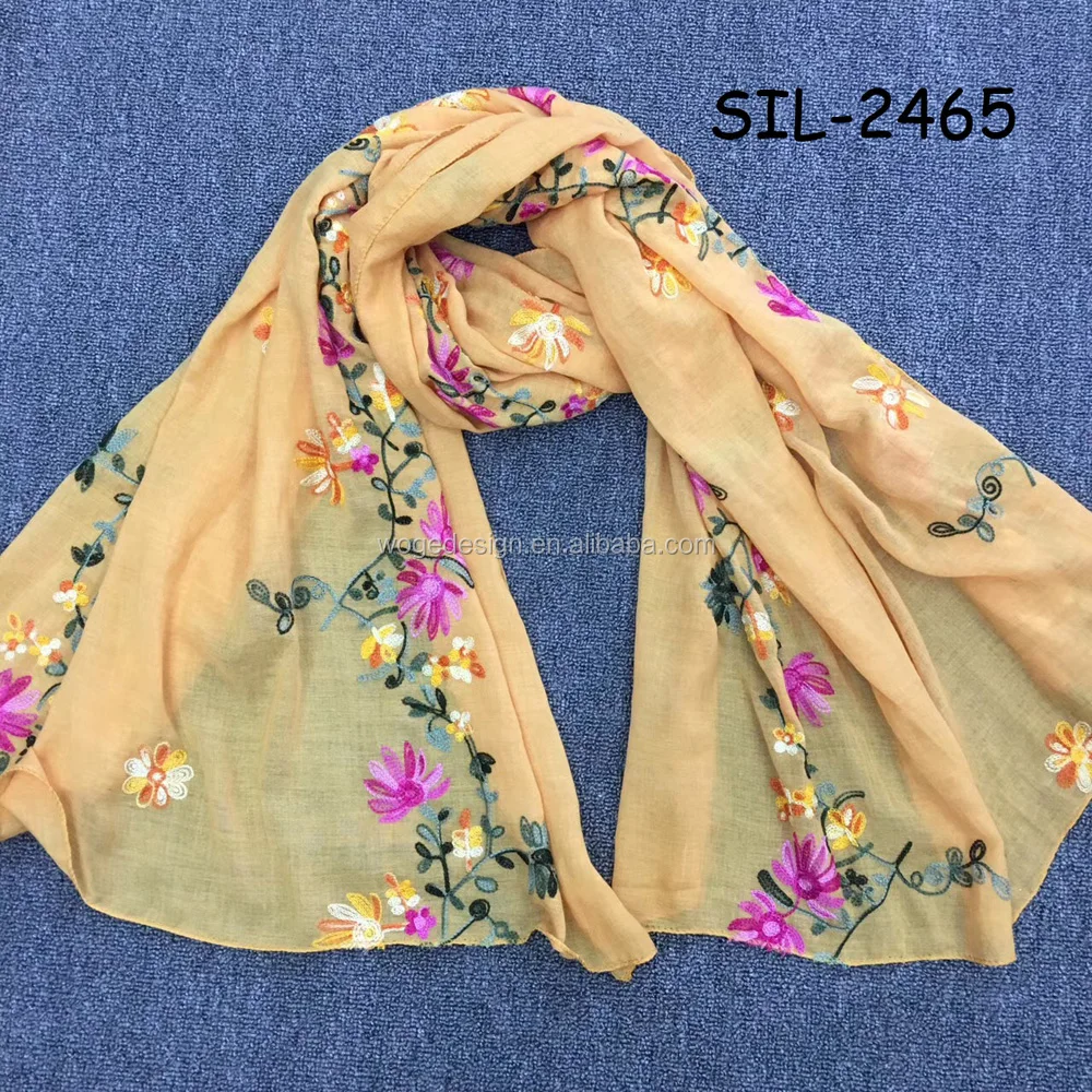 2017 Top sale yiwu unique Turkey vintage decorative accessories tippet stole headwraps lady blossom embroidery new viscose scarf