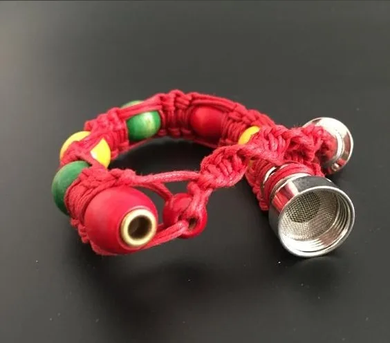 4 colors bracelet pipe smoking pipe click n vape sneak a toke rasta dry herb
