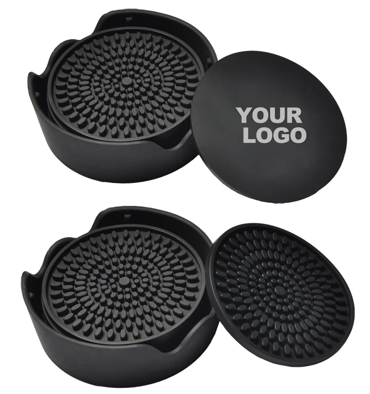 GreenEarth Custom Printed Silicone Coffee Drink Cup Set Square Bar Coasters with Holder Sublimation Ceramic Glass Stone Material