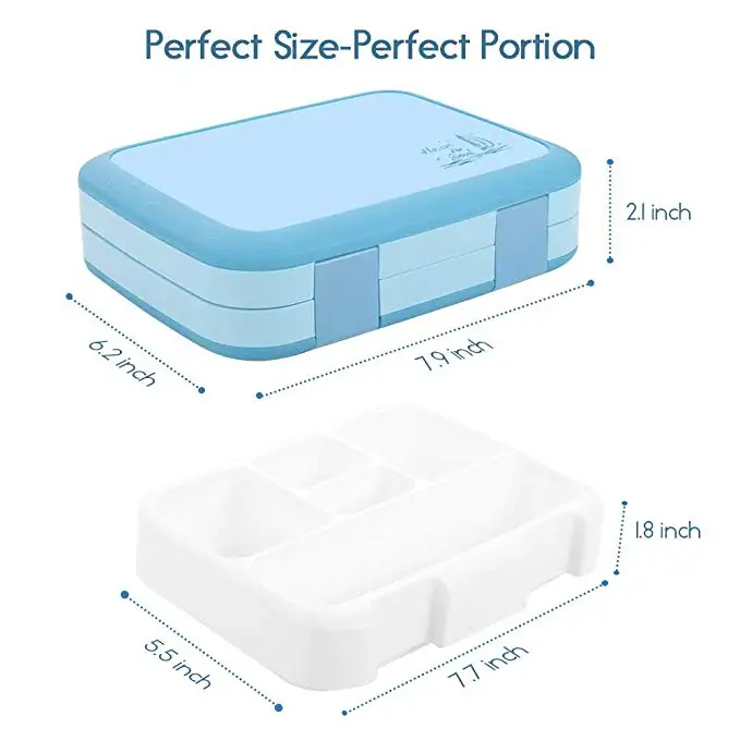 Lunch Box for Kids Bento Box Container Children with Spoon Super Leakproof 5-Compartment Durable BPA-Free Microwave Safe
