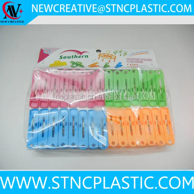 24 Pieces Muti-Purose Plastic Finger Clips Clothes Pins Hooks Clothes Rack Accessory