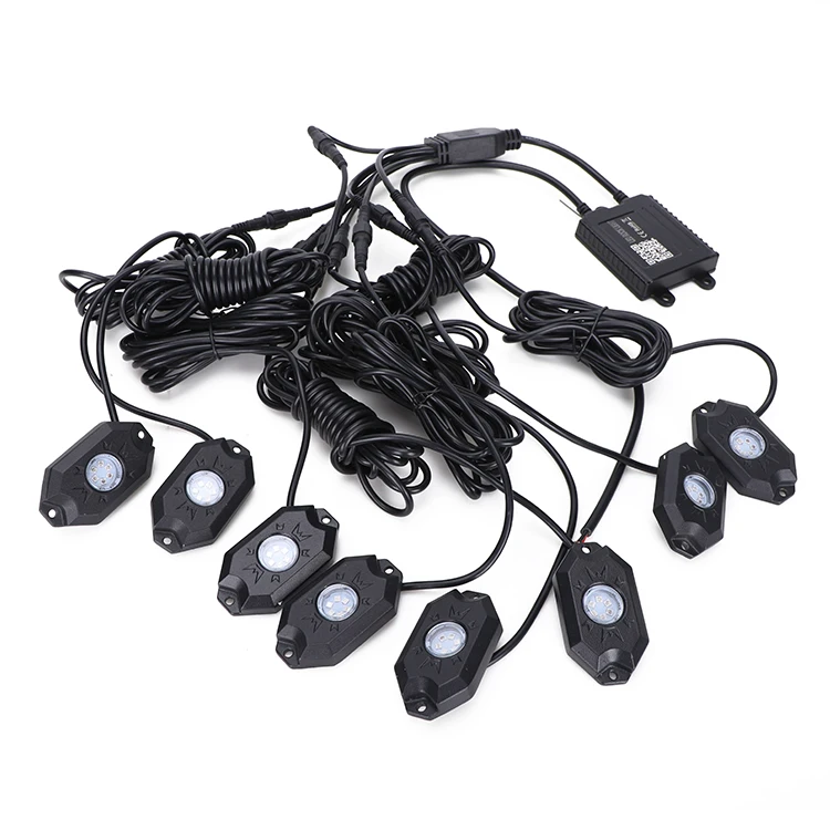 4 8 12 Pods LED rgb Rock Lights LED Neon Underglow Light for Car Truck ATV UTV SUV Offroad Boat Underbody Glow Trail Lamp