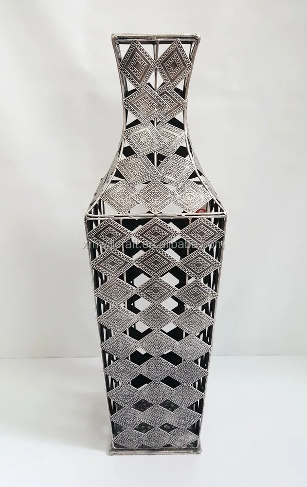 Китайская антикварная ваза для цветов с бронзовой/латунной/серебряной отделкой, античная ваза