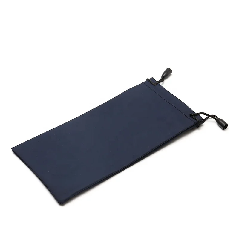 Custom logo black soft microfiber sunglasses pouch double drawstring sun glasses pouch