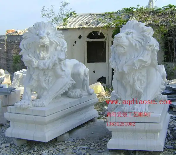 Hot Selling Cheap Price Yellow Stone Carved Lions Statue