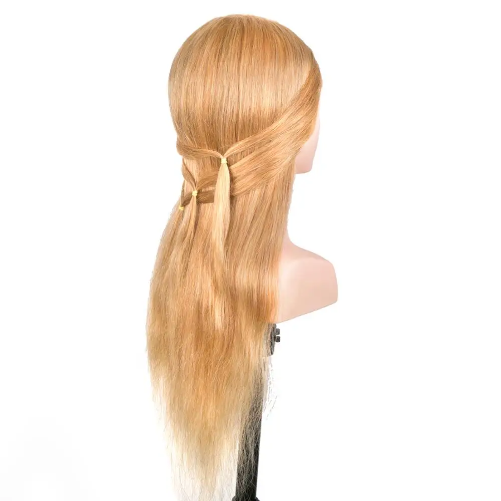 22inch 100%human hair mannequin hairdresser head for barber