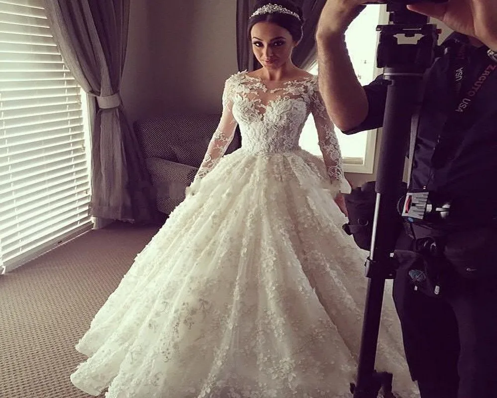 NE058 New Arrival Lace Long Sleeve Muslim Wedding Dress 2022 Vintage Court Train Ball Gown Wedding Dresses 2022 Vestido De Noiva