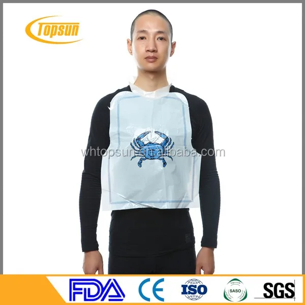 One time use disposable waterproof kitchen LDPE plastic restaurant pe adult bib