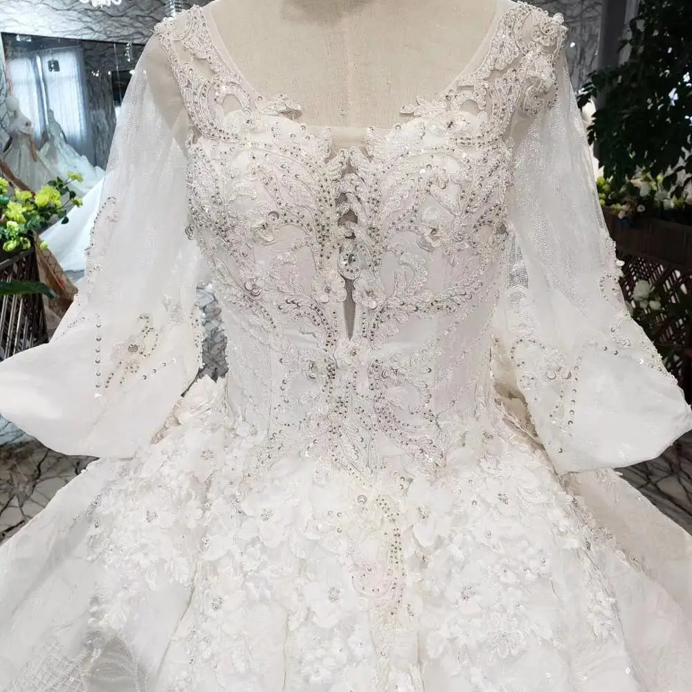 HTL269 Jancember wedding dress bridal gown long sleeve fashion dress for bride puff girl custom made wedding gown