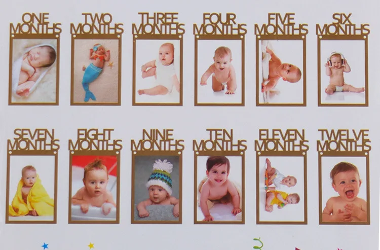 baby shower photo frame  Photo Banner Baby Girl Boy First Birthday Party Decorations Baby Photo Frame Party Home Decor