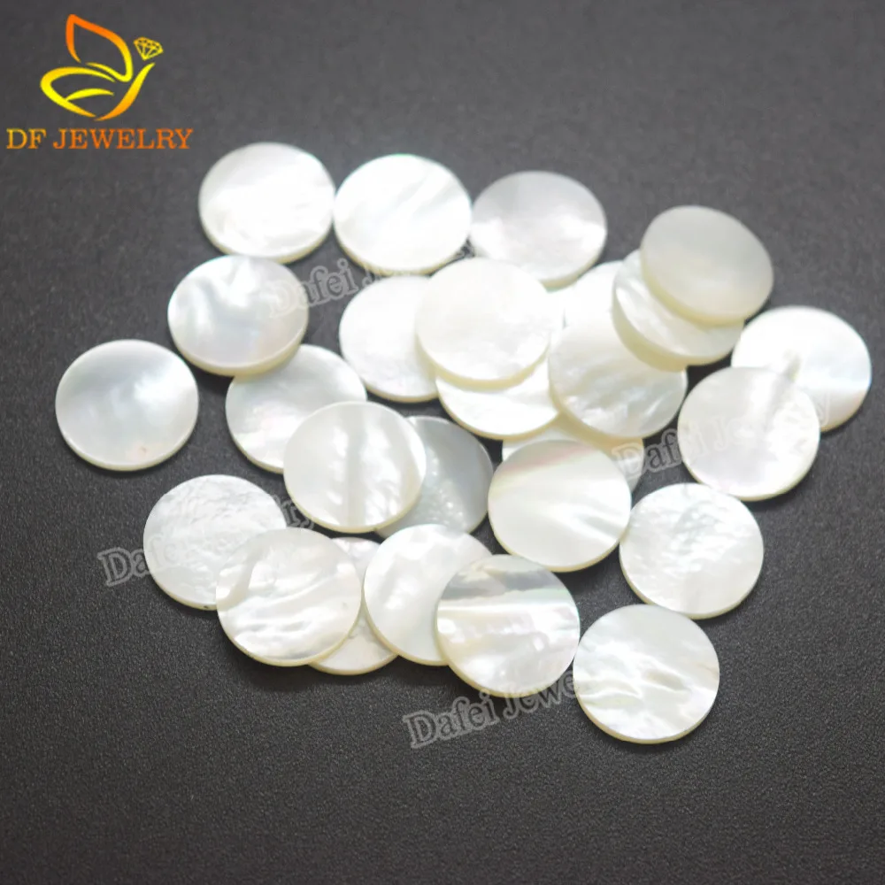 Cheap Round Double Flat Natural White Mother of Pearl