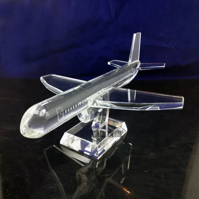 2023 The latest unique fashion aircraft model crystal glass high quality transparent crystal for business gifts
