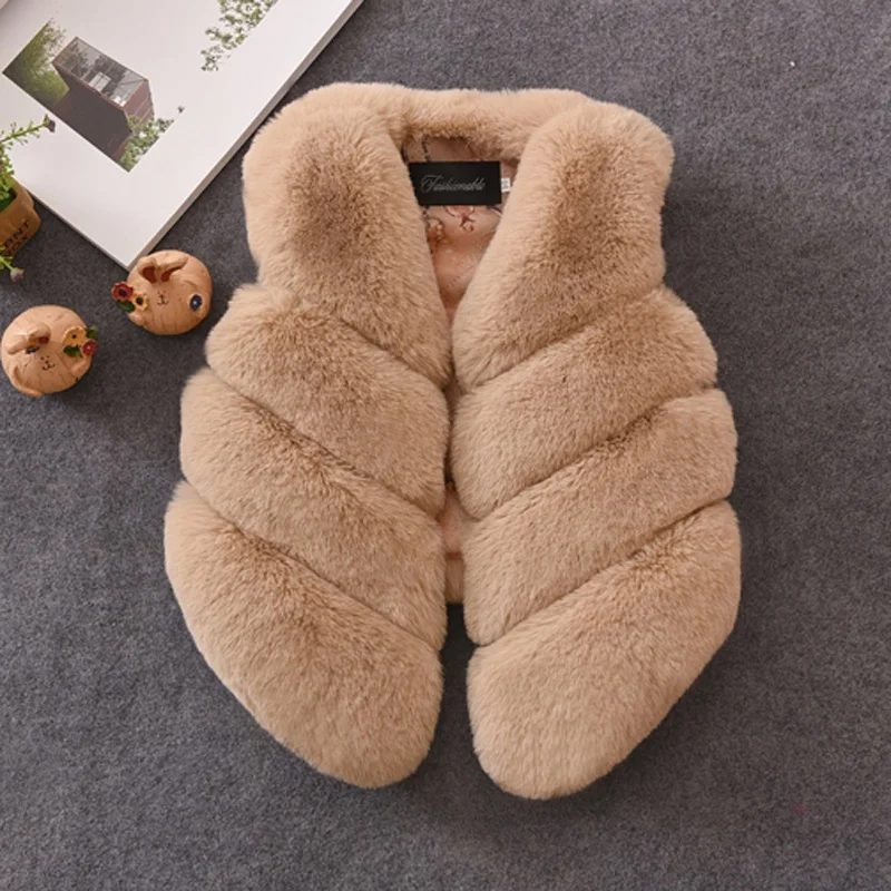 
Ladies Luxury Children Clothes Baby Child Dress Faux Fur Coat Vest Waistcoat 