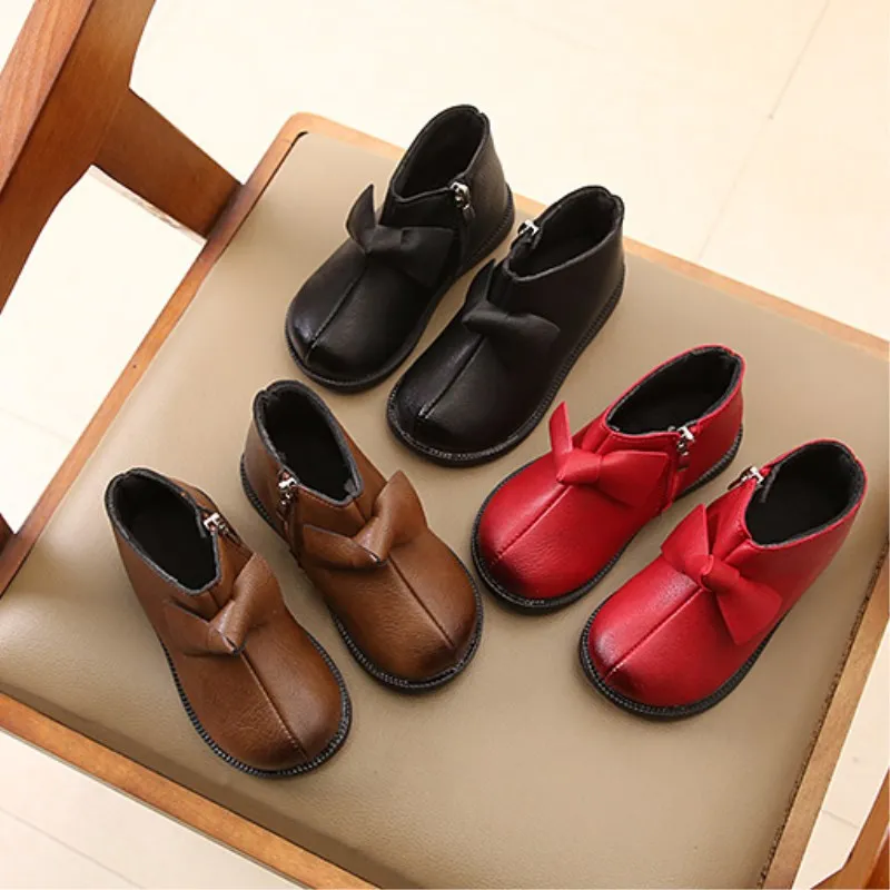 Hot selling girl fashion princess warm boot shoe children bowknot boot