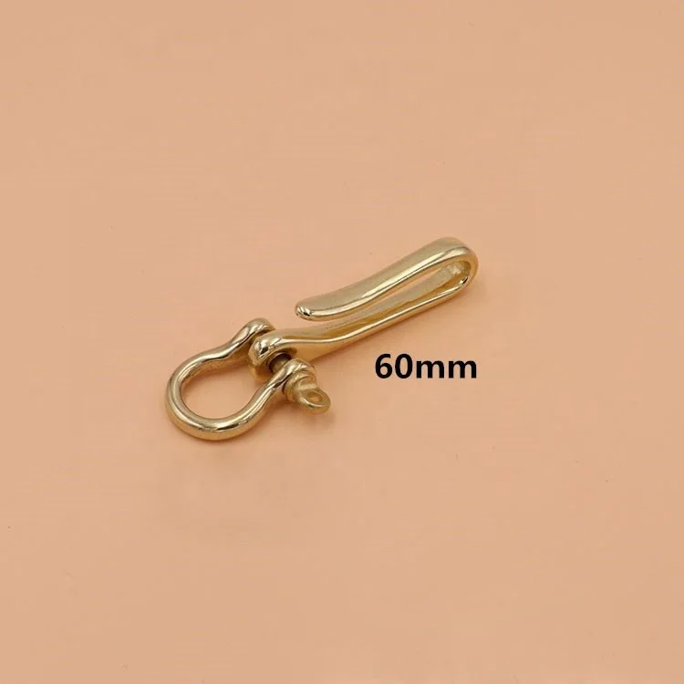 Functional brass U hook key loop belt pocket clip brass hook keychain