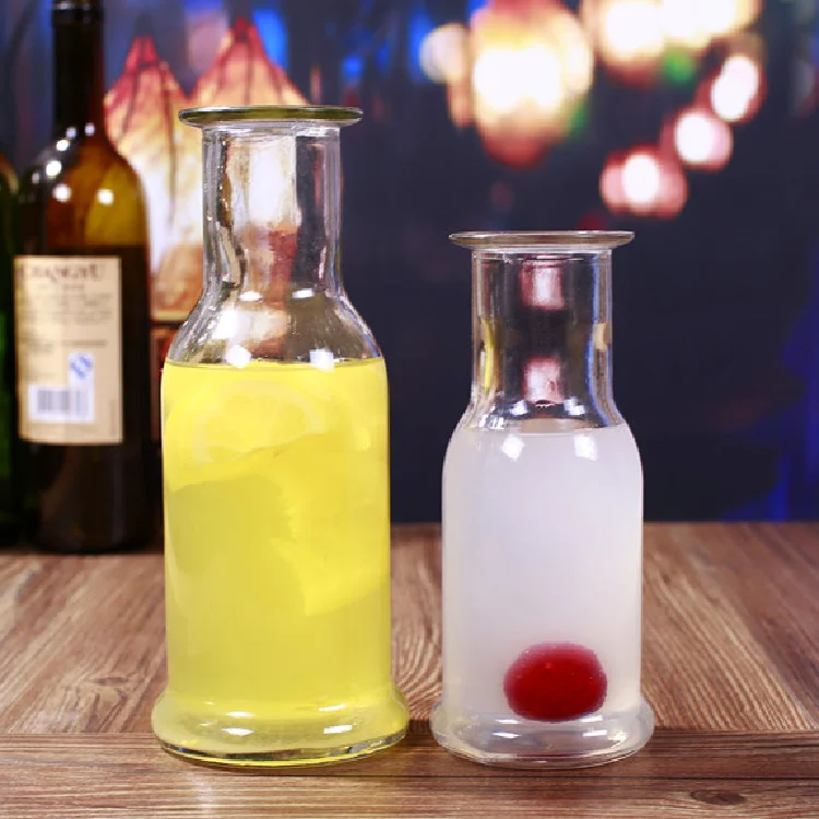 Empty Glass Drink Juice Bottle 350Ml 500Ml Beverage Drinking Water Bottles With Rope Gift Cups