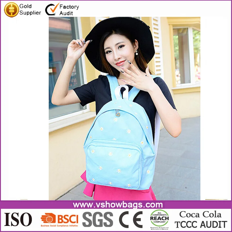 Wholesale Embroidered Canvas Bag Backpack College Students Shoulder High Durable School Bag for College Student Backpack