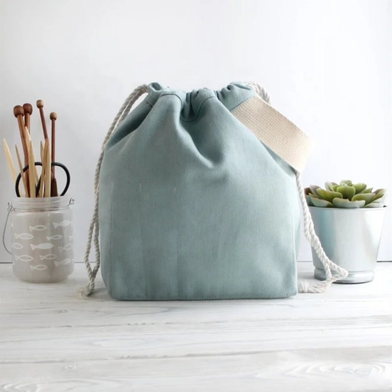 Canvas Knitting Project Bag Yarn Storage Tote Organizer Crochet Drawstring Bag