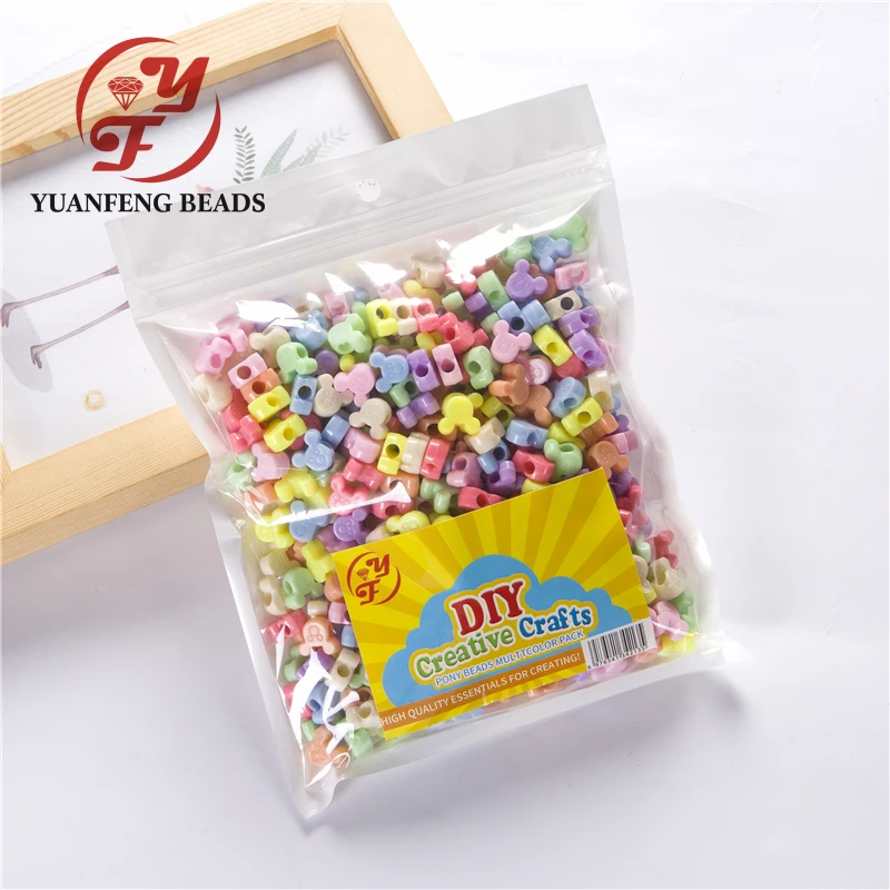 Cute mouse plastic assorted pastel color Plastic beads for kids