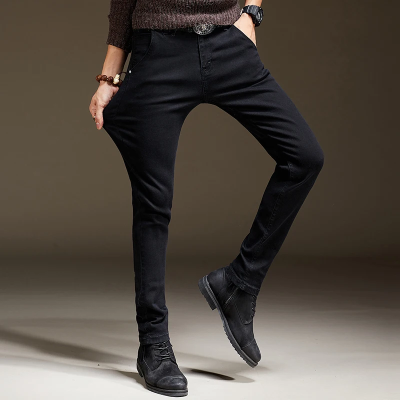 2022 men jeans stretch version of the South Korean version of the trend black casual long trousers men thick style.