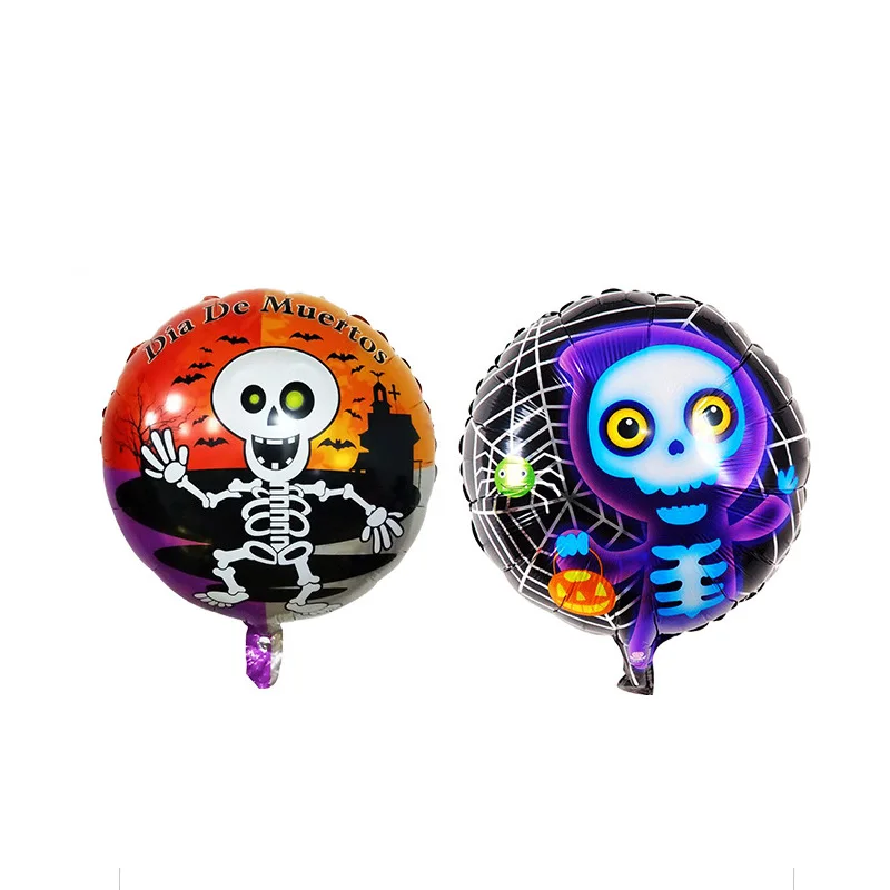 Cute Purple Ghost Foil Balloons With 18inch Round Skeleton Ballons For Halloween Decoration Party Supplies Children Party
