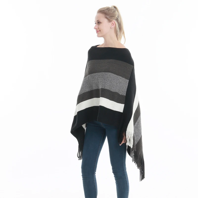 Wholesale acrylic poncho winter lady shawl scarf