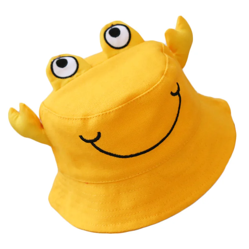 Fashion Cartoon Crab Sun Hats For Children Wholesale Kids Bucket Hats 100% Cotton