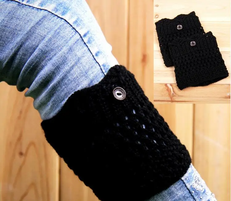 Оптовая продажа, модные женские зимние трикотажные манжеты на пуговицах
