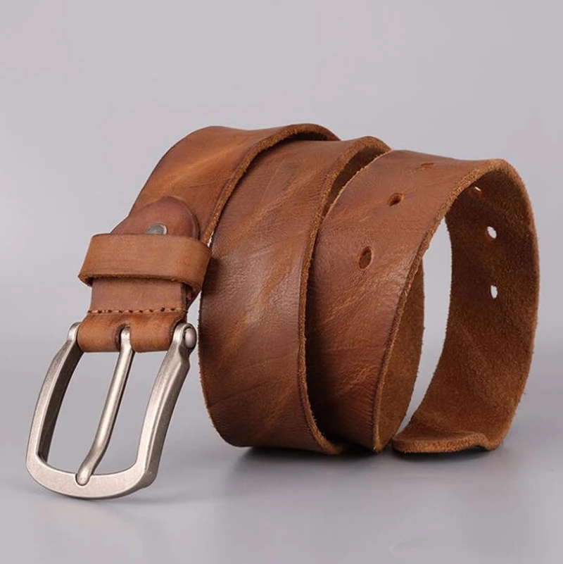 Dreamtop DTC554 pure cow leather mens belt vintage style fashion pin buckle italian leather belt