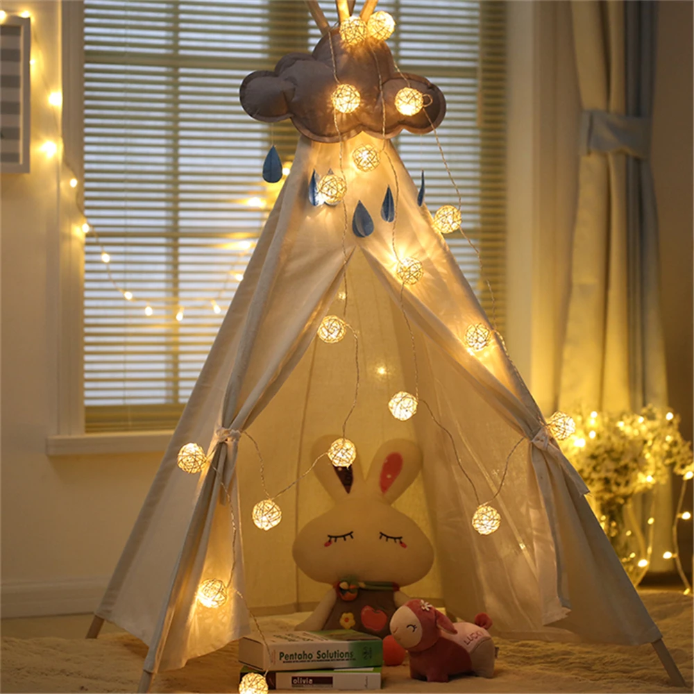 LED Wholesale Supplier Battery Operate Mini Rattan Balls Outdoor String Light