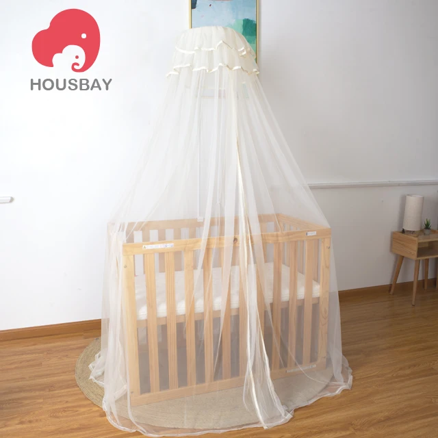 HOUSBAY High Quality 100% Nylon Crib Baby Bed Round Canopy Mosquito Netting and Baby Bedding Mosquito Curtain Easy to Install