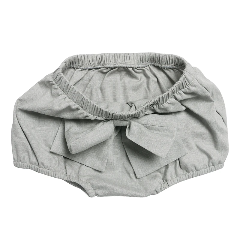 
Wholesale Cute Infant Clothes 2Colors Linen Big Bow Front Girl Summer Shorts 