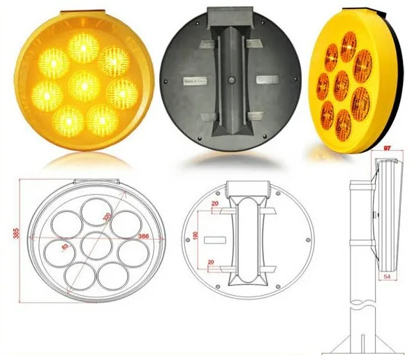 Solar yellow blinker light in traffic safety with 1 year warranty